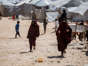 Children run in Al Hol camp, which houses families of members of the Daesh group in Hasakeh province, Syria, on April 19, 2023.-- AP