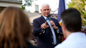 Former Vice President Mike Pence speaks to residents during a meet and greet May 23 in Des Moines, Iowa.