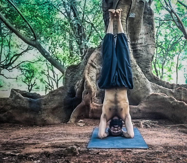 Sirshasana is an advanced inversion where the body is supported by the forearms and the crown of the head, promoting balance, strength, and mental focus.