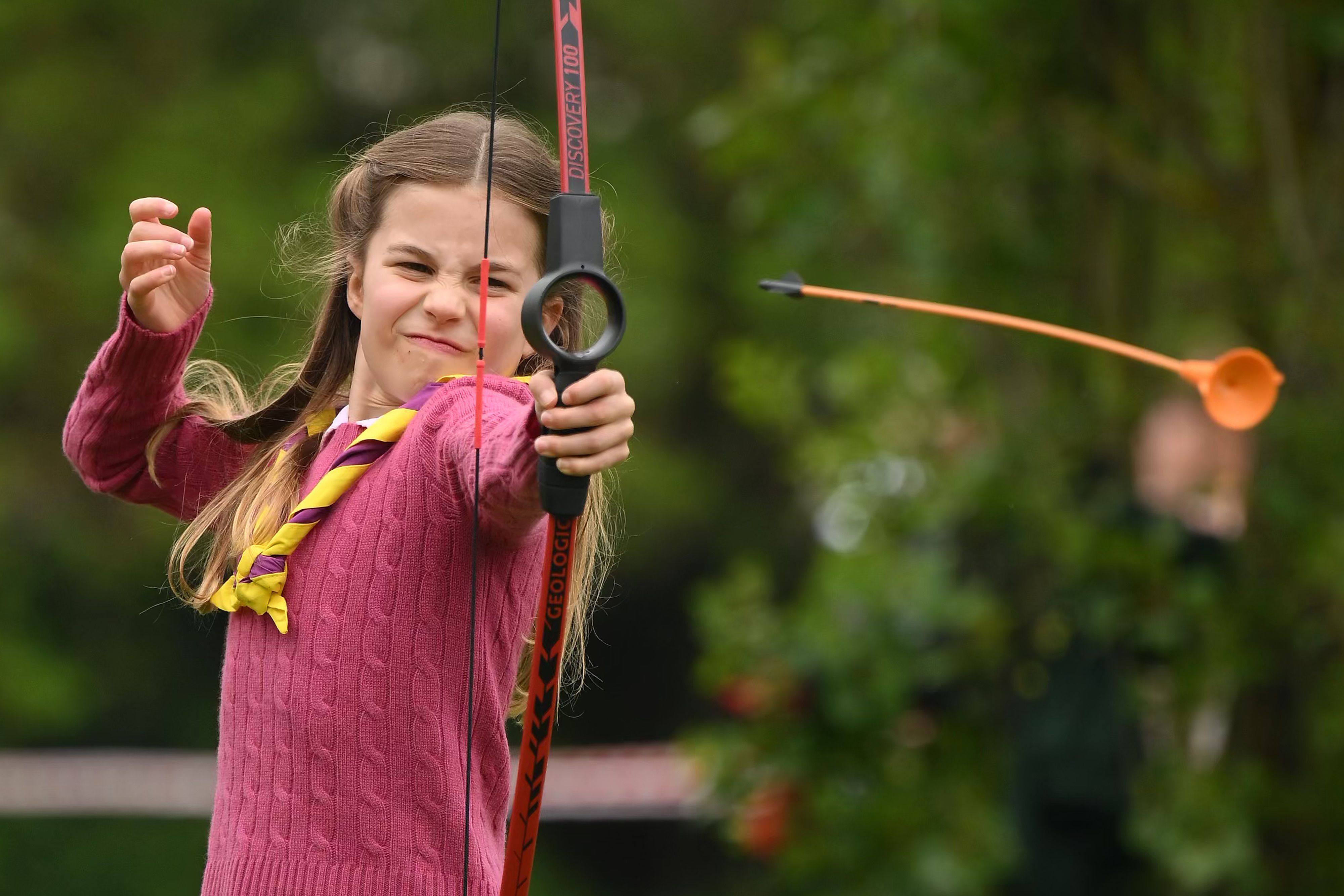 <p><span>Princess Charlotte tried her hand at archery while taking part in the Big Help Out volunteering drive -- the final event of grandfather King Charles III's </span><a href="https://www.wonderwall.com/celebrity/the-coronation-of-king-charles-iii-and-queen-camilla-the-best-pictures-of-all-the-royals-at-this-historic-event-735015.gallery">coronation</a><span> festivities -- during a visit to the 3rd Upton Scouts Hut in Slough, England, on May 8, 2023, where she and her siblings and parents helped to renovate and improve the building during their visit.</span></p>