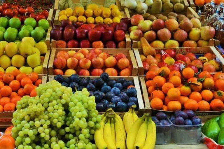 Shelf of fruit.