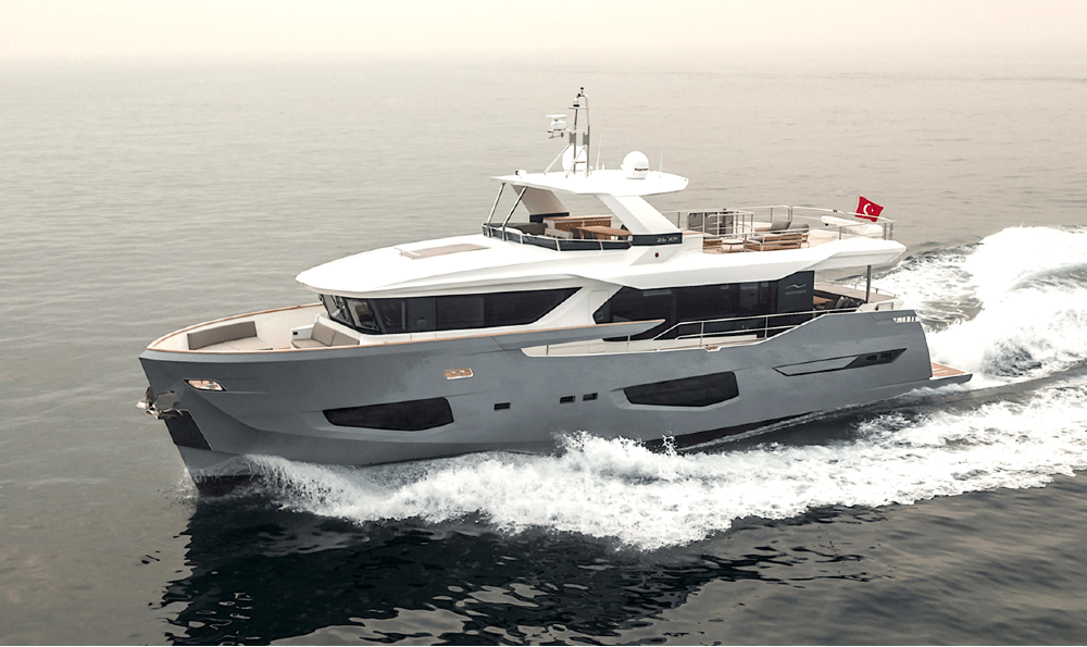 <p>Think of it as offering pace, with space. Turkish yard Numarine has been building its bold 85-foot 26XP explorer style mini-superyacht since 2018, but later this year, it will launch the U.S.-focused 26XP Fast. Instead of slow-churning 435 hp diesels and nine-knot cruising, it’s bolting-in a pair of mighty 1,800 hp MAN V12s and modifying the hull to deliver a top speed of 31 knots. What hasn’t changed is the XP’s cavernous interior and expensive deck space. Take the top-deck flybridge which, thanks to the yacht’s 21-foot beam and far-forward helm, spans over 700 square feet. That space will include a dining table for eight, a full outdoor kitchen, and more lounges than a Saint-Tropez beach bar. Prices start from $6.95 million.</p>