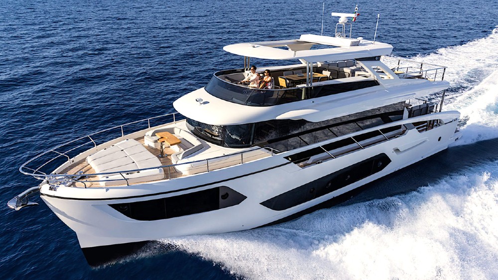 <p>In Italian, the word “navetta” translates to “little ship.” Which is a perfect description for Absolute’s new 75-foot fast cruiser. It’s an evolution of the strong-selling Navetta 73 but with nearly two feet of extra length. The yacht’s expansive interior volumes will remain the same, with features like a forward master stateroom on its own level that has a private entrance steps away from the main salon. The salon features floor-to-ceiling glass, with full views of the water, courtesy of open bulwarks. Twin 1,000 hp Volvo IPS1350 diesels deliver a top speed of 25 knots. Pricing starts at about $4 million.</p>