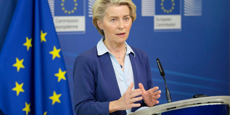 Ursula von der Leyen, Präsidentin der Europäischen Kommission, bei einer Pressekonferenz IMAGO/ABACAPRESS