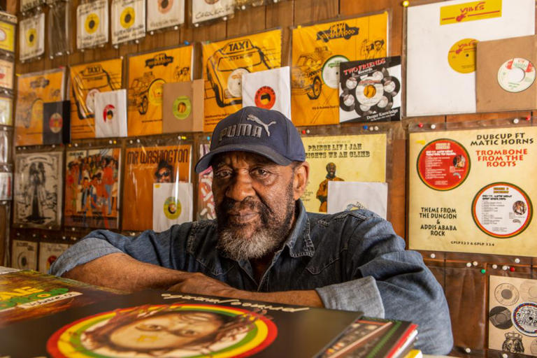 Wally Bryan, 81, the owner of Supertone Records which has been in Brixton for more than 30 years. Photograph: Antonio Olmos/The Guardian