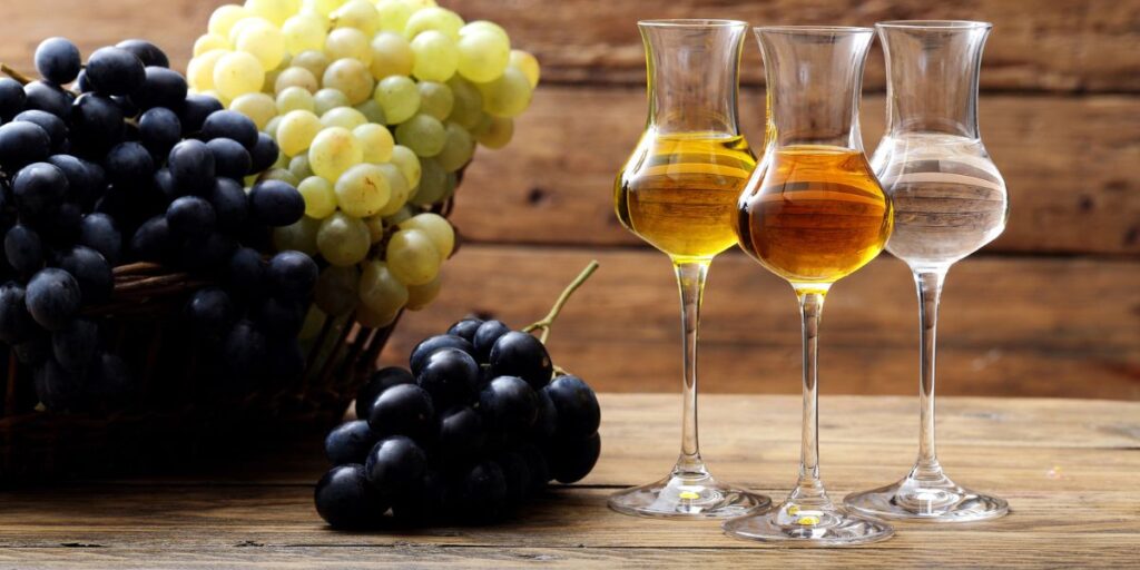 <p>A strong, clear brandy made from grape pomace, a byproduct of winemaking. It’s often enjoyed as a digestif.</p>