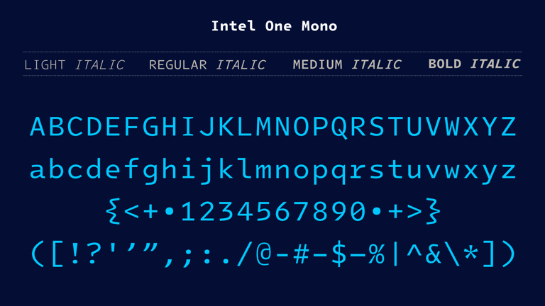 英特尔发布开源字体One Mono 适用于视力受损的开发者 - 吾爱微网