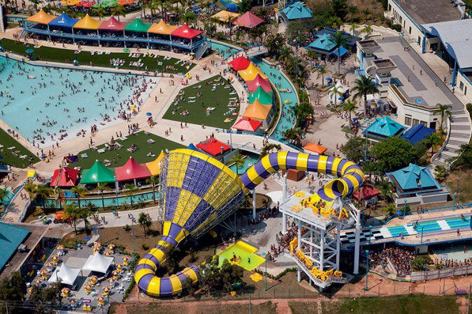 Vista panorâmica do parque aquático Wet’n Wild, em Itupeva, no interior de São Paulo