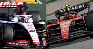 Haas and Ferrari side-by-side.