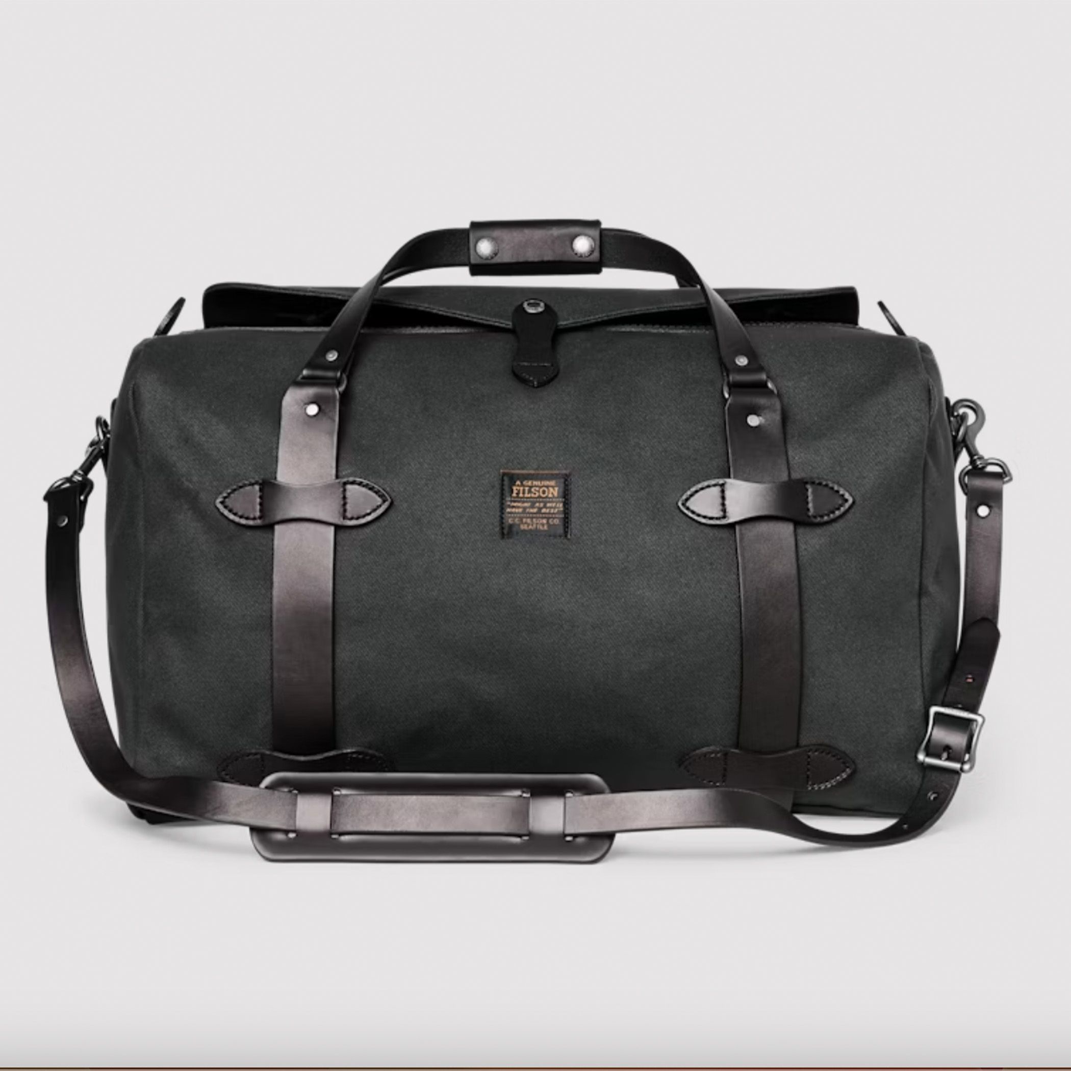 <p><strong>$575.00</strong></p><p>Seattle's Filson began as an outfitter for the pioneers of the 1897 Yukon Gold Rush. Today, Filson apparel and gear represent the ultimate in quality to outdoor enthusiasts and tradespeople the world over, combining durability and style in a rugged aesthetic derived from function. Looks good and works great? Sign us up.</p><p>The <strong>Medium Rugged Twill Duffel</strong> is perhaps Filson's best-known piece of luggage. The lightly waxed fabric keeps your gear dry, and bridle leather from <a href="https://wickett-craig.com/">Wickett & Craig</a> is used not just for the removable shoulder strap but also for Filson's signature leather wraparound handles, designed to cradle heavy loads. The bag closes with a solid brass YKK zipper that's protected by a snap storm flap. Solid brass hardware is used throughout, and interior end pockets provide organization. It's perfect for throwing into the back seat for a weekend road trip; it even makes an ideal carry-on. </p><a class="body-btn-link" href="https://www.amazon.com/filson/s?k=filson&tag=syndication-20&ascsubtag=%5Bartid%7C10064.g.44130437%5Bsrc%7Cmsn-us">shop filson at amazon</a>