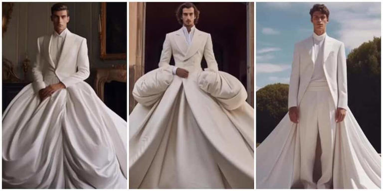 AI-generated photos show men in wedding outfits Credit: @brik.work. Source: UGC