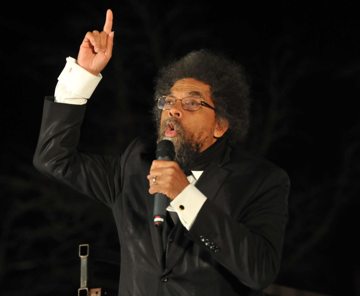 Dr. Cornel West speaks at a Sanders pre-debate rally near Drake University in Des Moines, Iowa on November 14, 2015. West is running as a 2024 presidential candidate as a member of the People's Party. File photo by Steve Pope/UPI