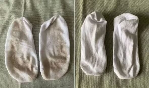 ‘best thing' to use to ‘instantly' whiten socks that are covered in ‘grubby' stains
