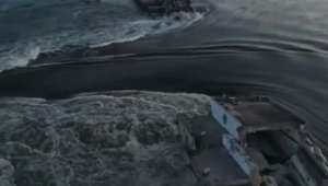 Aerial view of Kakhovka dam damage
