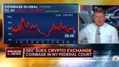 CNBC's Joe Kernen reports on the latest news of the SEC suing Coinbase over exchange and staking programs.