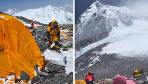 Escaladores encontram pilhas de lixo em acampamento do Monte Everest