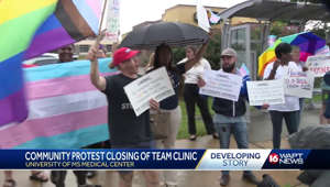 LGBTQ clinic closure draws protest outside UMMC