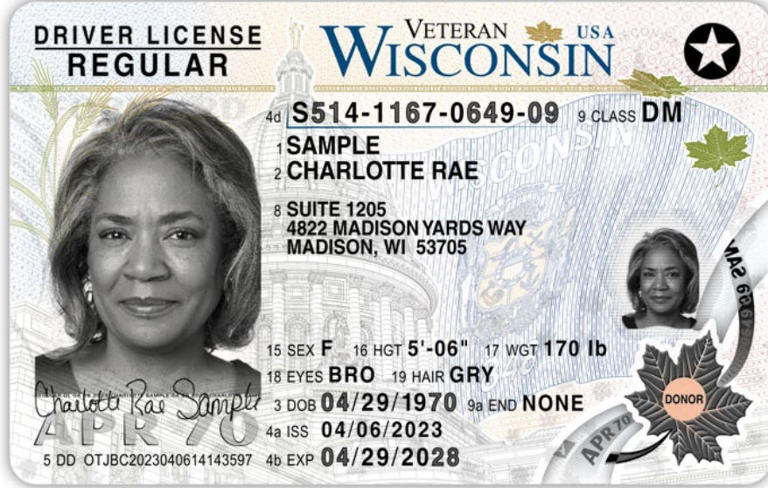 This is a sample of the redesigned driver's license in Wisconsin.