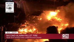 Crews battle third-alarm pallet fire in Phoenix