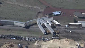Drone captures major train derailment