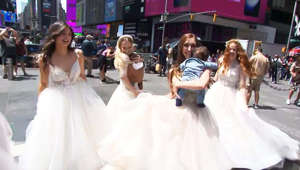 Mom and Her 6 Daughters Wear Wedding Dresses to Dinner