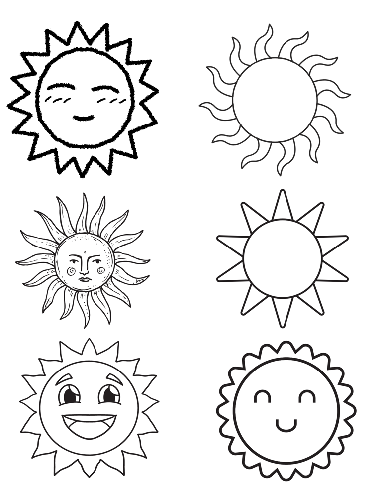 coloring page for sun