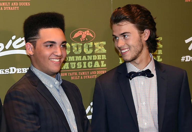 Will Robertson (L) and John Luke Robertson attend the "Duck Commander Musical" premiere at the Crown Theater in Las Vegas, Nevada. Photo: Ethan Miller Source: Getty Images