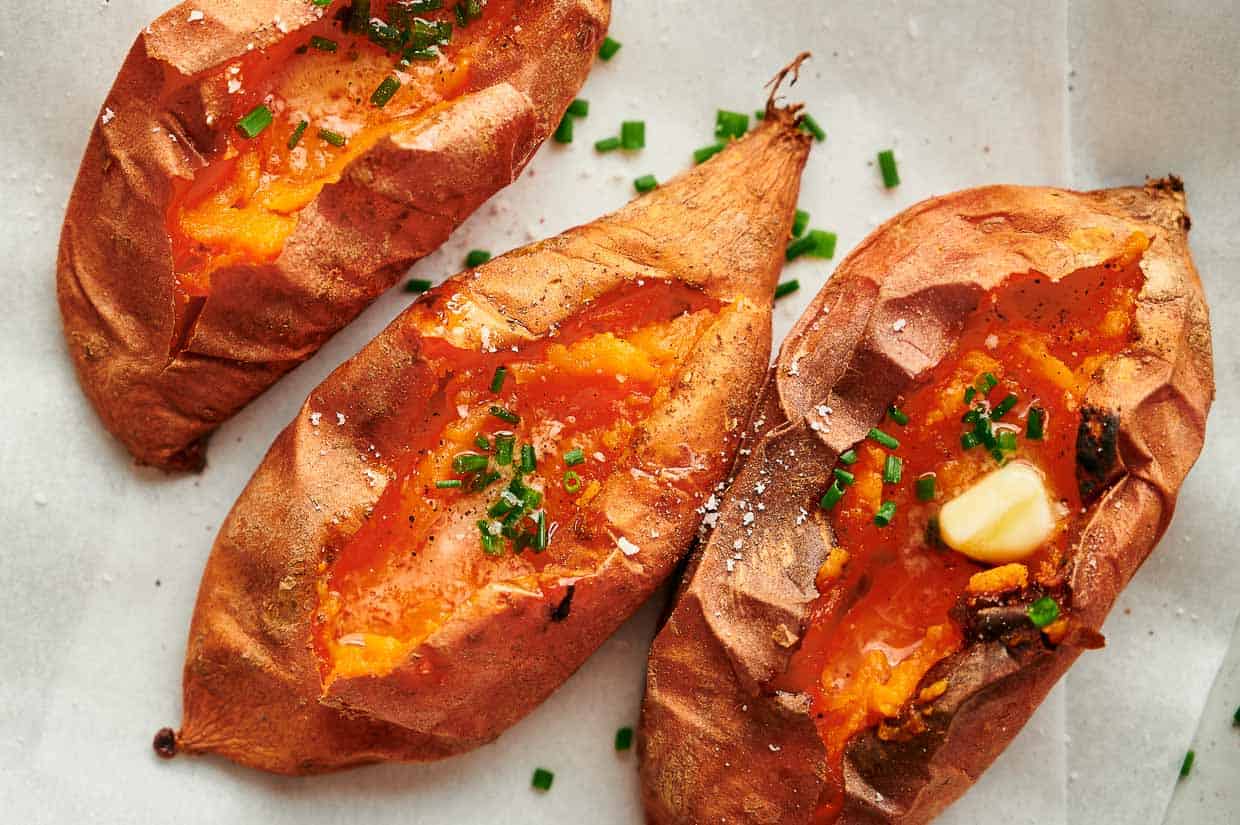 Baked sweet potatoes. Photo credit: Splash of Taste