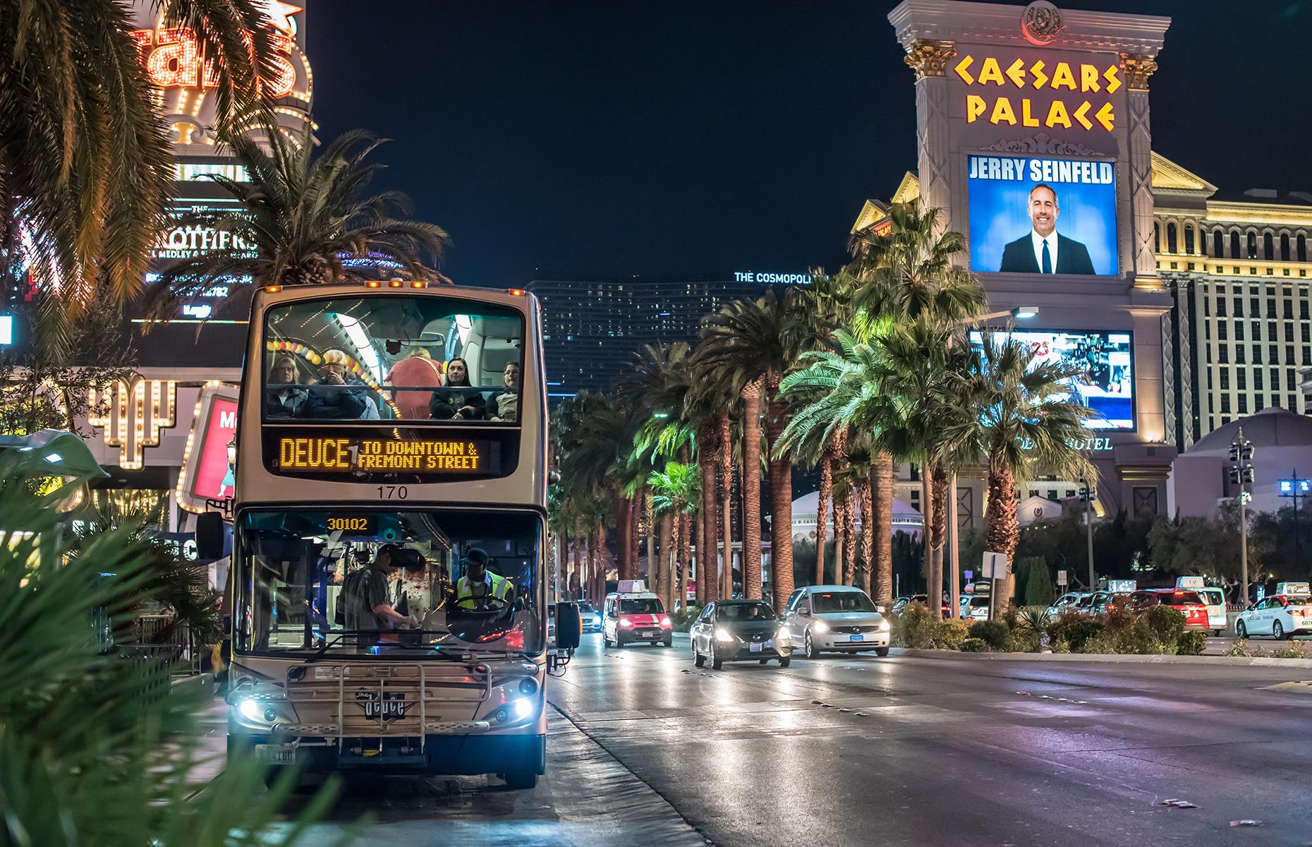 <p>Although <a href="http://www.loveexploring.com/guides/147652/things-to-do-in-las-vegas-hotels-on-the-strip-restaurants">Las Vegas's</a> desert climate doesn't make wandering particularly pleasant, many of the Strip's hotels are connected via airconditioned walkways, and there's even a free tram service connecting the Bellagio, Vdara, Park MGM and ARIA hotels, plus two more connecting the Mirage, Luxor, Excalibur, Treasure Island and Mandalay Bay hotels. There are also the Deuce (paid) and <a href="https://www.lasvegasnevada.gov/Residents/Parking-Transportation/Downtown-Loop">Downtown Loop</a> (free) bus services, connecting cultural attractions in Vegas's downtown to the glitz and glamor of the Strip.</p>  <p><a href="https://www.loveexploring.com/gallerylist/99342/sin-city-secrets-the-incredible-story-of-las-vegas"><strong>Check out the fascinating history of Las Vegas here</strong></a></p>