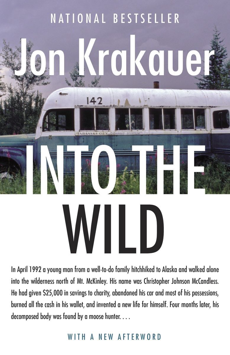 <p>The bestselling book written by Jon Krakauer is based on the true-life mystery of <a href="https://www.goodreads.com/book/show/1845.Into_the_Wild">Christopher Johnson McCandless</a>, the scion of a well-heeled family who hitchhiked to the wilderness north of Mt. McKinley in Alaska. After bestowing $25,000 in savings to charity, abandoning his car and possessions, and chucking his old identity, McCandless was found dead and decomposing some months later by moose hunters. </p> <p>The 1996 book was turned into the 2007 film <em>Into the Wild,</em> directed by Sean Penn, and starring Emile Hirsch, Vince Vaughn and Catherine Keener. The Alaskan scenery also, of course, has a starring role.</p>