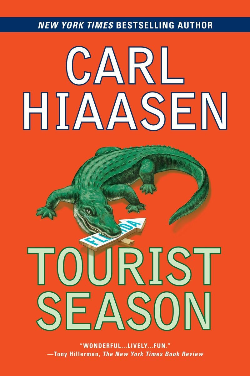 <p>Florida native and former journalist <a href="https://carlhiaasen.com/">Carl Hiaasen</a> uses wit and biting observations on life in the state, often taking aim at the entertainment behemoth Disney World in various guises. His 1986 <em>Tourist Season </em>is a mystery that <a href="https://www.penguinrandomhouse.ca/books/334705/tourist-season-by-carl-hiaasen/9780399587146"><em>GQ</em> calls</a> “one of the top 10 destination reads of all time.”</p> <p>The dark but funny story begins with a Shriners’ fez washed up on the shores of a Miami beach, followed by the discovery in a canal of a suitcase filled with the almost-legless body of the local chamber of commerce president. Locals try to keep the tourist-damaging discoveries under wraps while a reporter-turned-private investigator searches for the crocodile-bitten truth.</p>
