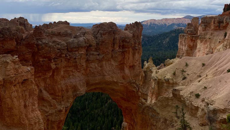 Bryce Canyon National Park in Utah offers up beautiful hikes that serve up views of the fascinating orange hoodoos in the region. This was the Natural Bridge on July 30, 2022.