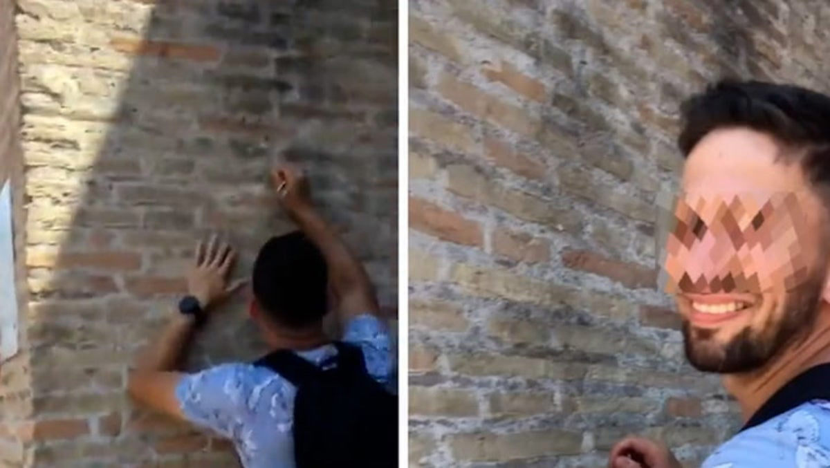 tourist who carved name in colosseum