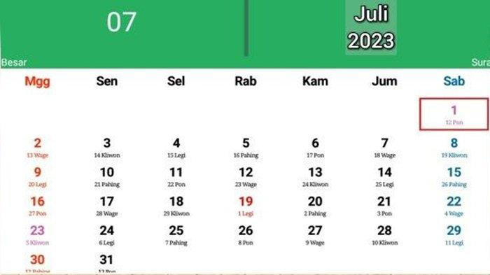 Kalender Jawa Minggu 9 Juli 2023 Lengkap Dengan Watak