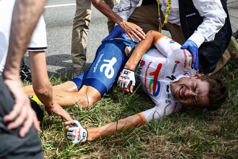 Steff Cras est tombé lors de la 8e étape du Tour de France, le 8 juillet 2023.