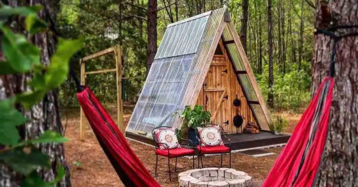 <p> Experience life on a farm in a trendy A-frame cabin for just $87 a night in Alachua. The cabin itself has two cots inside, with a hammock, fire pit, and campgrounds outside.  </p> <p> Guests are encouraged to tour the farm (for a fee) and take part in the farm life. There’s also a pond guests can relax by and four acres of surrounding pine forests for hiking. </p>