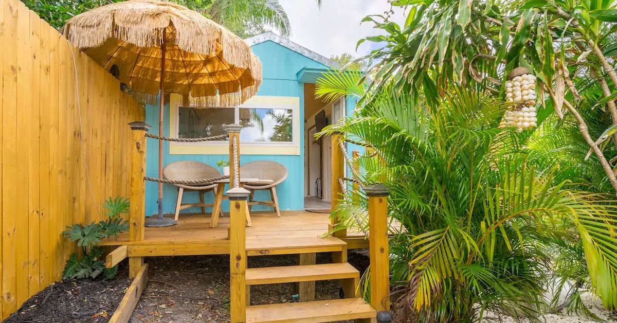 <p> Unwind by the lake in Orlando at a waterfront bungalow for only $111 per night. </p><p>This relaxing little home has one queen-size bed, a kitchenette, and a bathroom, all decorated in a beachy-boho theme. There’s also a zen garden out back overlooking the lake. </p> <p> A canoe, kayaks, and paddles are provided for guests. Downtown Orlando is a short trip away, as is Disney and the other theme parks.  </p>