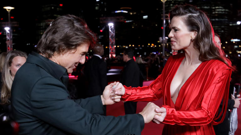 Hayley Atwell and Tom Cruise sparked romance rumors at the "Mission: Impossible - Dead Reckoning" world premiere last year. Rocket K/Getty Images for Paramount Pictures