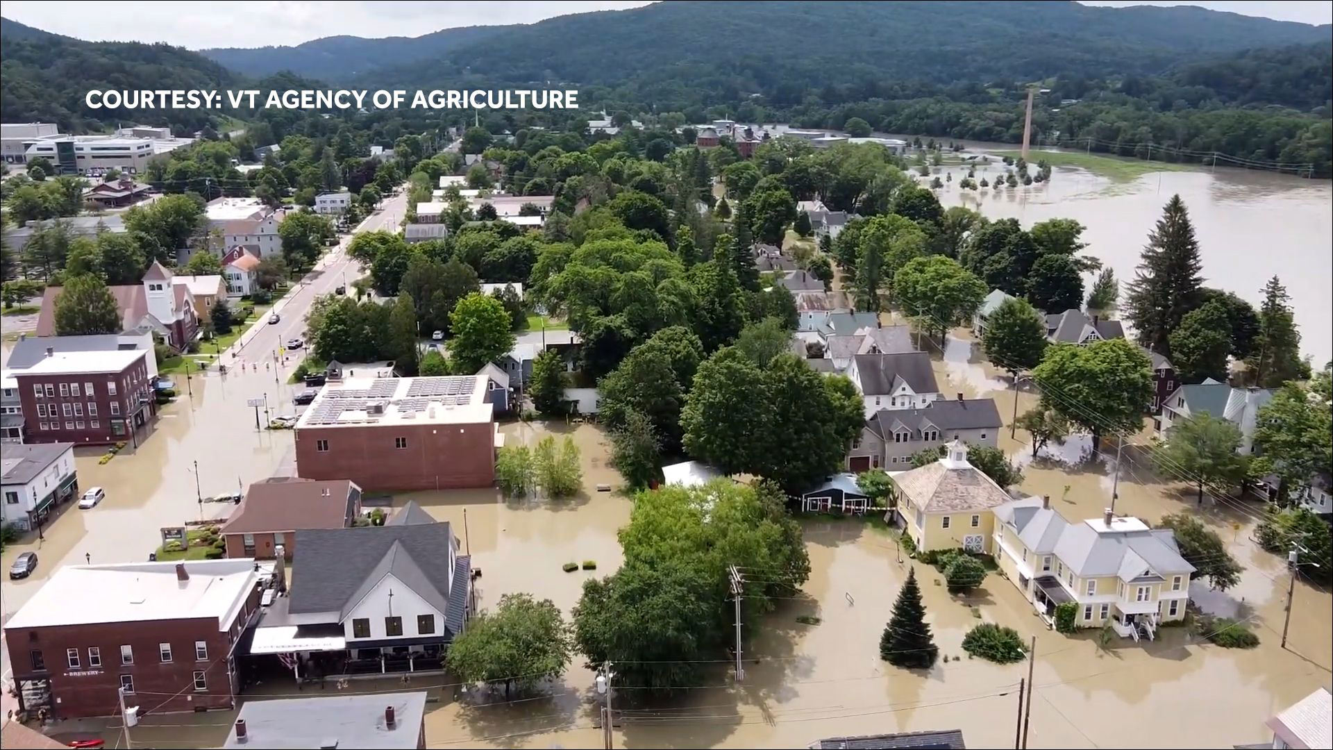 River flooding inundates Waterbury, Vermont