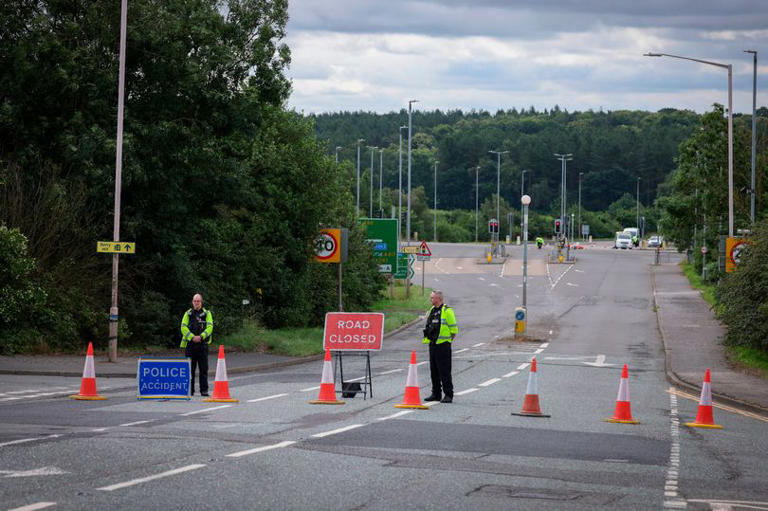 Motorcyclist taken to hospital after lorry crash at A60 and A617