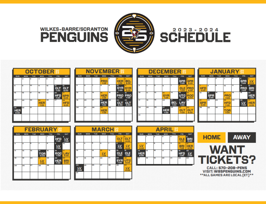 WilkesBarre/Scranton Penguins Releases 202324 Schedule