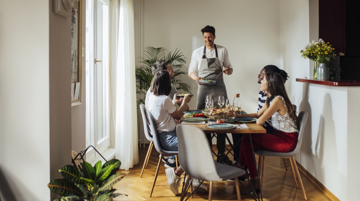 <p>If someone was nice enough to invite you to their home for dinner, don't disparage them in front of their other guests—even if you're excusing it as humor. That means making "insulting jokes" about something like the host's cooking ability should always be off the table at a dinner party, according to <strong>Lisa Mirza Grotts</strong>, a San Francisco-based <a rel="noopener noreferrer external nofollow" href="https://lisagrotts.com">etiquette expert</a>.</p><p>"No one wants to be degraded or targeted, so keep your hostile, uncomfortable jokes to yourself," Grotts advises.<p><strong>RELATED: <a rel="noopener noreferrer external nofollow" href="https://bestlifeonline.com/never-do-in-front-of-guests/">Never Do These 5 Things in Front of Guests, Etiquette Experts Say</a>.</strong></p></p>