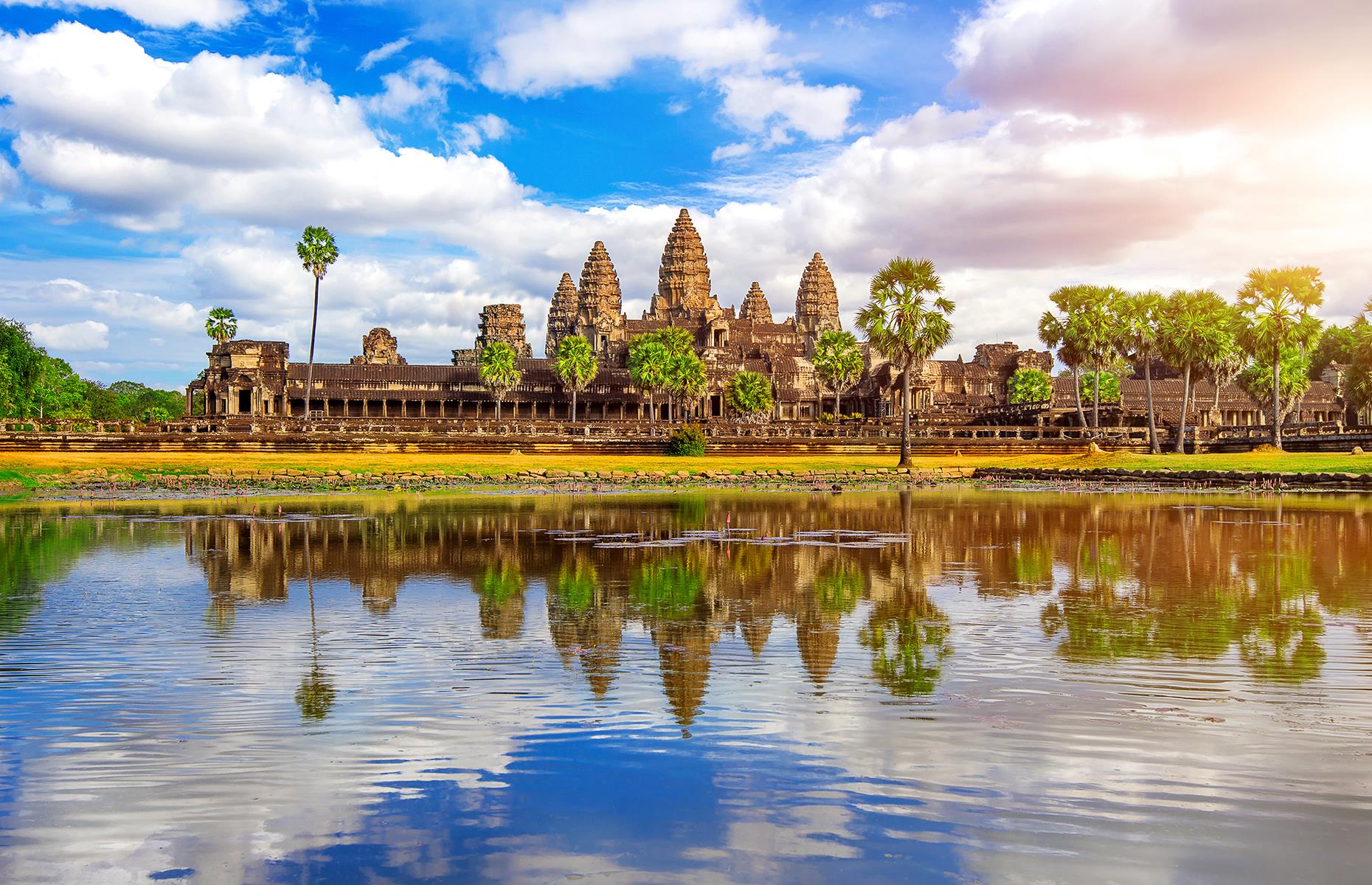 The world's largest religious monument, Angkor Wat is part of a sprawling temple complex just outside Siem Reap, Cambodia, that dates back to the 12th century. Originally constructed as a Hindu temple, it gradually transformed into a Buddhist temple, resulting in a wonderful mix of architectural influences. Sunrise here is one of the most incredible sights in all of Southeast Asia.