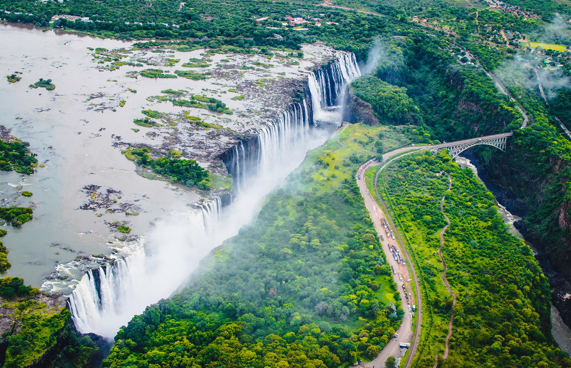 It may not be the world's highest or widest waterfall, but Victoria Falls, at the Zambian-Zimbabwean border, is definitely one of the planet's most dramatic. There's no better way to see it than soaring overhead in a helicopter, either.