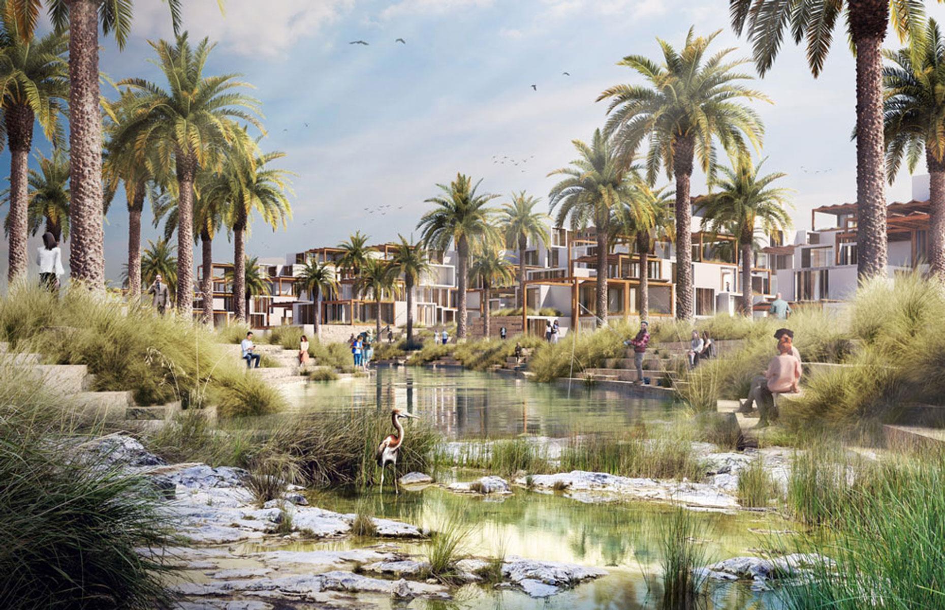 <p>Imbued with smart tech to improve liveability and efficiency, the pedestrian-friendly city will be a petrol-free zone, with bikes, electric buggies, an electric shuttle and autonomous electric vehicles the only modes of transport. Everything about the community has been designed to promote health, well-being and biodiversity. At its heart will be a wadi oasis – a channel that helps with stormwater management – surrounded by various amenity-packed hubs.</p>