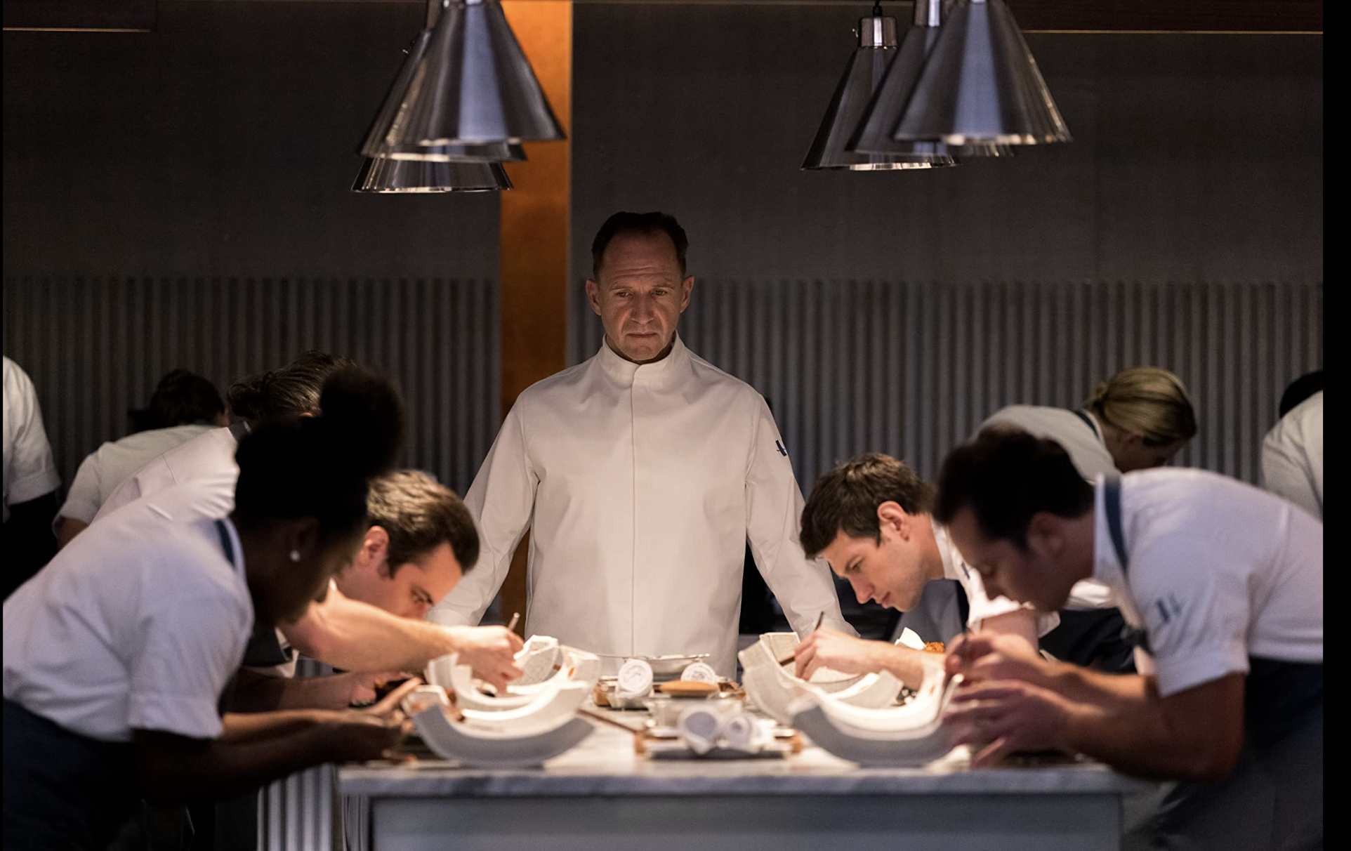 <p>Ralph Fiennes is a sinister chef with a deviously designed menu in the 2022 darkly comic foodie thriller that will both terrify you and make you crave a cheeseburger. A satirical look at fine dining restaurants, the 2022 film features beautiful shots of scrumptious dishes that look well.. expensive, and Anya Taylor-Joy's eating a cheeseburger that looks just amazing.</p>