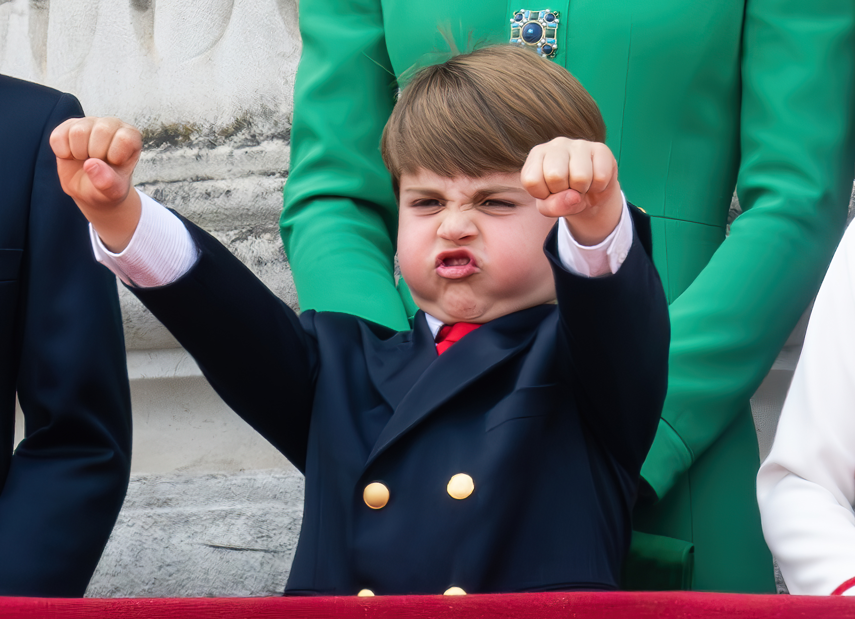 <p><span>Prince Louis made a face on the balcony of Buckingham Palace while watching a Royal Air Force fly-past during </span><a href="https://www.wonderwall.com/celebrity/royals/trooping-the-colour-2023-king-charles-iii-celebrates-the-first-of-his-reign-752078.gallery">Trooping the Colour</a><span> in London on June 17, 2023. </span></p>