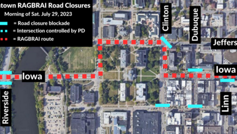 Iowa City announces road closures, parking and transit changes for RAGBRAI