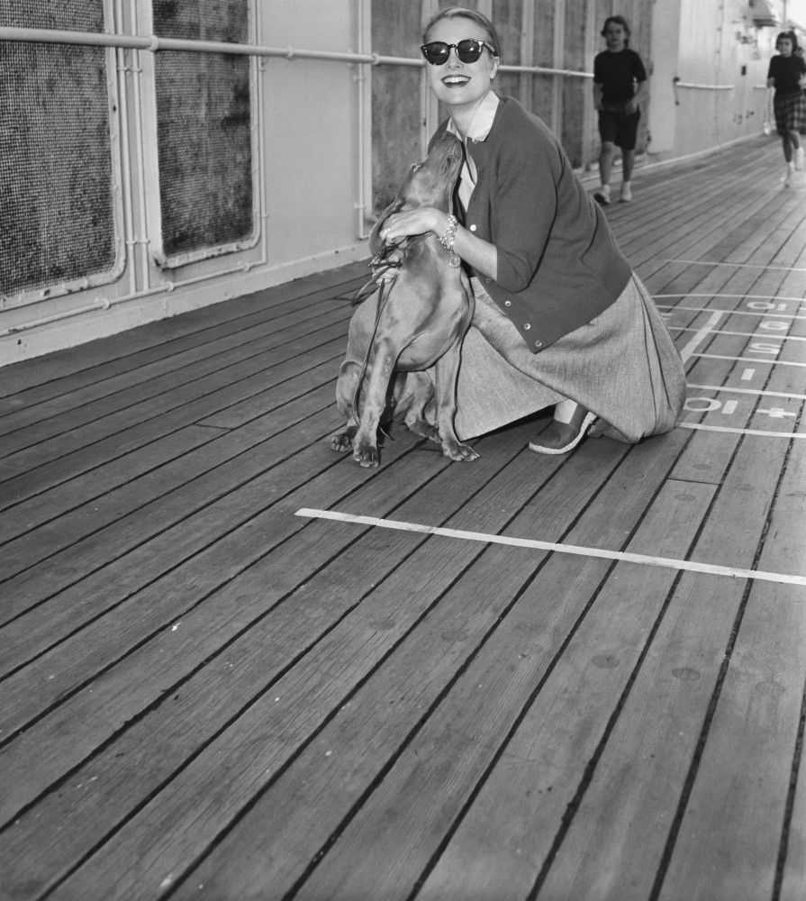 <p>Grace Kelly und ihr Weimaraner. Der Hund war ein Hochzeitsgeschenk von ihrem Bruder, Jack.</p>