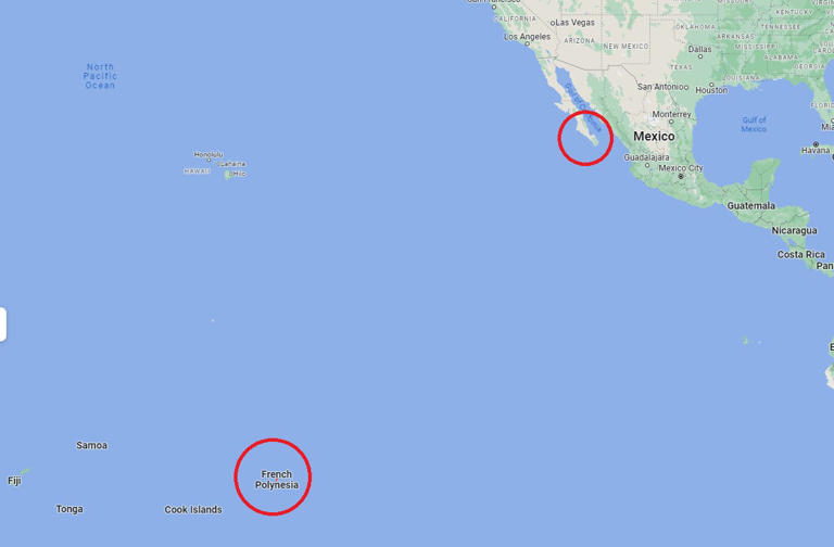 Shaddock was on his way from La Paz to French Polynesia. Screenshot/Google Maps